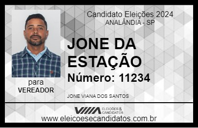 Candidato JONE DA ESTAÇÃO 2024 - ANALÂNDIA - Eleições