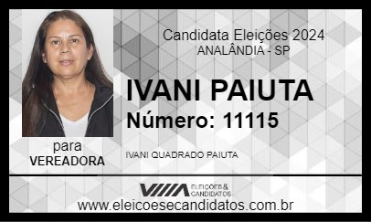 Candidato IVANI PAIUTA 2024 - ANALÂNDIA - Eleições