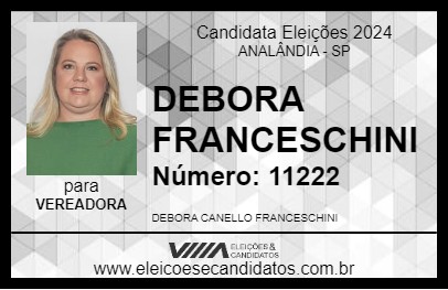 Candidato DEBORA FRANCESCHINI 2024 - ANALÂNDIA - Eleições