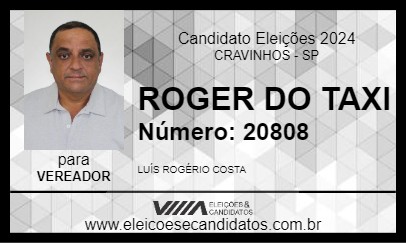 Candidato ROGER DO TAXI 2024 - CRAVINHOS - Eleições