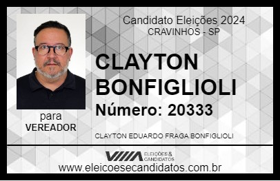 Candidato CLAYTON BONFIGLIOLI 2024 - CRAVINHOS - Eleições