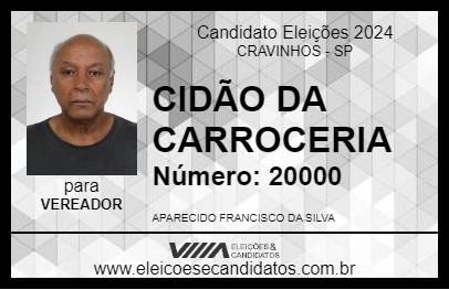 Candidato CIDÃO DA CARROCERIA 2024 - CRAVINHOS - Eleições