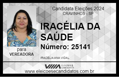 Candidato IRACÉLIA DA SAÚDE 2024 - CRAVINHOS - Eleições