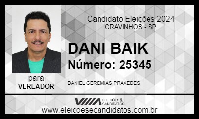 Candidato DANI BAIK 2024 - CRAVINHOS - Eleições