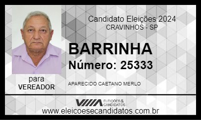 Candidato BARRINHA 2024 - CRAVINHOS - Eleições