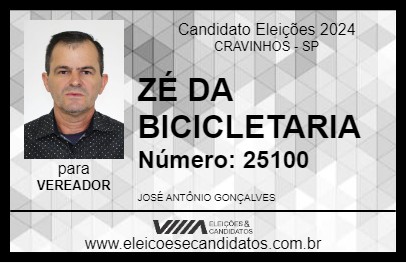 Candidato ZÉ DA BICICLETARIA 2024 - CRAVINHOS - Eleições