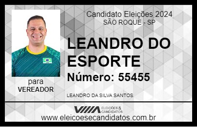 Candidato LEANDRO DO ESPORTE 2024 - SÃO ROQUE - Eleições