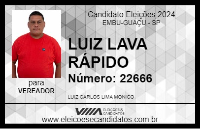 Candidato LUIZ LAVA RÁPIDO 2024 - EMBU-GUAÇU - Eleições