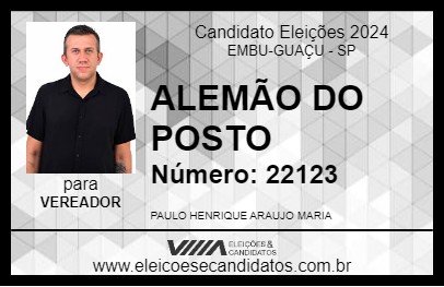 Candidato ALEMÃO DO POSTO 2024 - EMBU-GUAÇU - Eleições