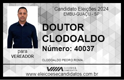 Candidato DOUTOR CLODOALDO 2024 - EMBU-GUAÇU - Eleições