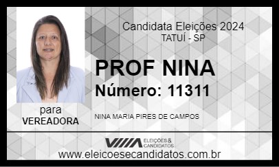 Candidato PROF NINA 2024 - TATUÍ - Eleições