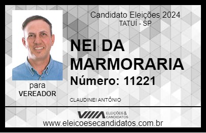 Candidato NEI DA MARMORARIA 2024 - TATUÍ - Eleições