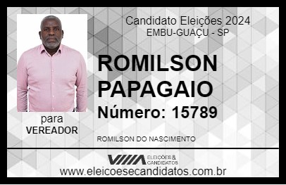 Candidato ROMILSON PAPAGAIO 2024 - EMBU-GUAÇU - Eleições