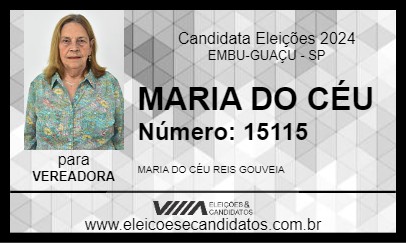 Candidato MARIA DO CÉU 2024 - EMBU-GUAÇU - Eleições