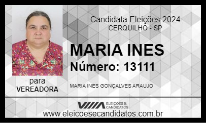 Candidato MARIA INES 2024 - CERQUILHO - Eleições