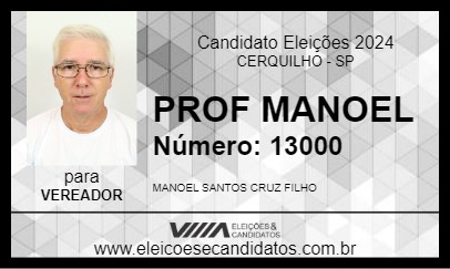 Candidato PROF MANOEL 2024 - CERQUILHO - Eleições