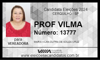 Candidato PROF VILMA 2024 - CERQUILHO - Eleições