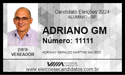 Candidato ADRIANO GM 2024 - ALUMÍNIO - Eleições