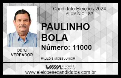 Candidato PAULINHO BOLA 2024 - ALUMÍNIO - Eleições