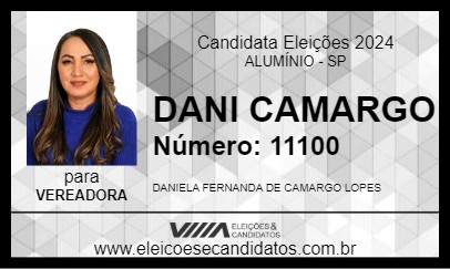 Candidato DANI CAMARGO 2024 - ALUMÍNIO - Eleições