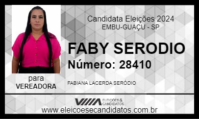 Candidato FABY SERODIO 2024 - EMBU-GUAÇU - Eleições