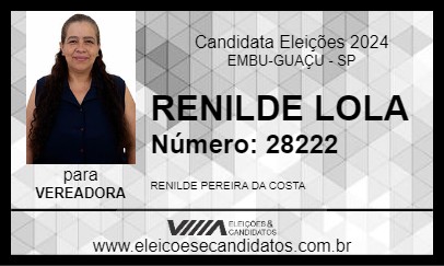 Candidato RENILDE LOLA 2024 - EMBU-GUAÇU - Eleições