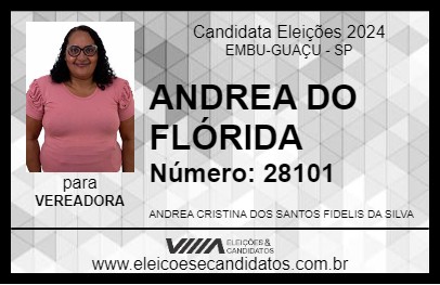 Candidato ANDREA DO FLÓRIDA 2024 - EMBU-GUAÇU - Eleições