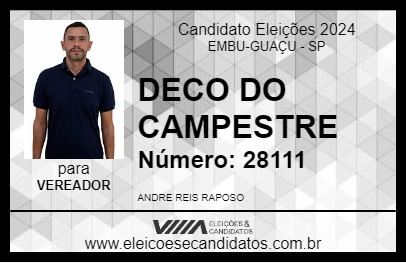 Candidato DECO DO CAMPESTRE 2024 - EMBU-GUAÇU - Eleições