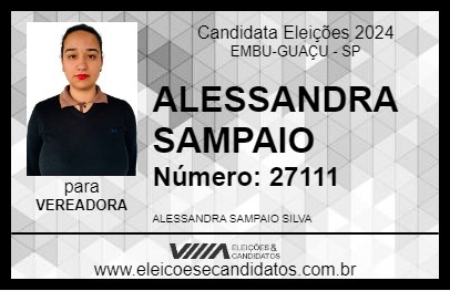 Candidato ALESSANDRA SAMPAIO 2024 - EMBU-GUAÇU - Eleições