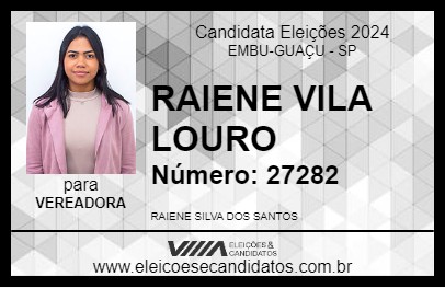 Candidato RAIENE VILA LOURO 2024 - EMBU-GUAÇU - Eleições