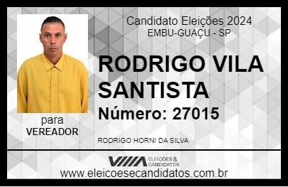 Candidato RODRIGO VILA SANTISTA 2024 - EMBU-GUAÇU - Eleições