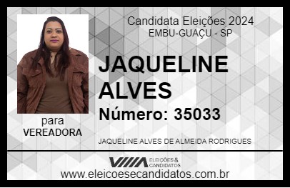 Candidato JAQUELINE ALVES 2024 - EMBU-GUAÇU - Eleições