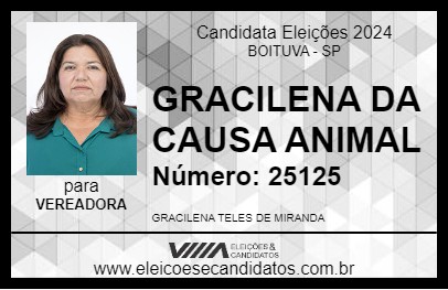 Candidato GRACILENA MIRANDA CAUSA ANIMAL 2024 - BOITUVA - Eleições