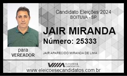 Candidato JAIR MIRANDA 2024 - BOITUVA - Eleições