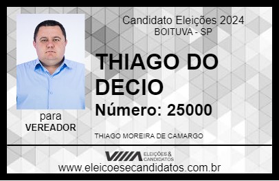 Candidato THIAGO DO DECIO 2024 - BOITUVA - Eleições