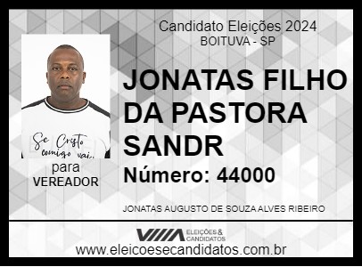 Candidato JONATAS FILHO PASTORA SANDRA 2024 - BOITUVA - Eleições