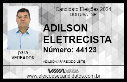 Candidato ADILSON LEITE ELETRICISTA 2024 - BOITUVA - Eleições