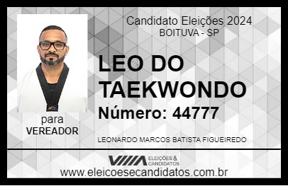 Candidato LEO DO TAEKWONDO 2024 - BOITUVA - Eleições