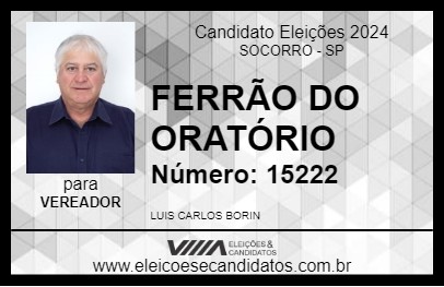 Candidato FERRÃO DO ORATÓRIO 2024 - SOCORRO - Eleições