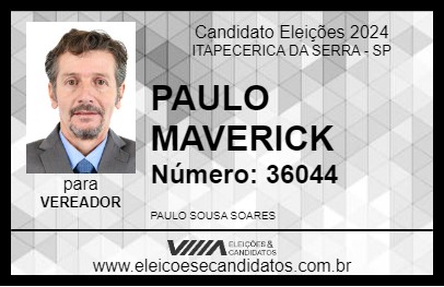 Candidato PAULO MAVERICK 2024 - ITAPECERICA DA SERRA - Eleições