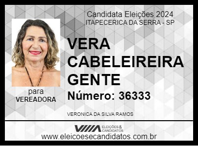 Candidato VERA CABELEIREIRA GENTE 2024 - ITAPECERICA DA SERRA - Eleições