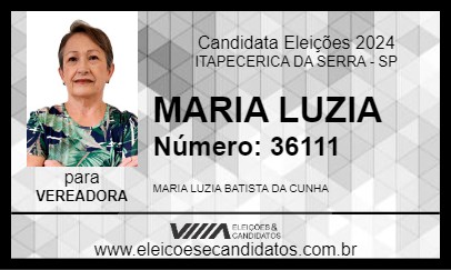 Candidato MARIA LUZIA 2024 - ITAPECERICA DA SERRA - Eleições