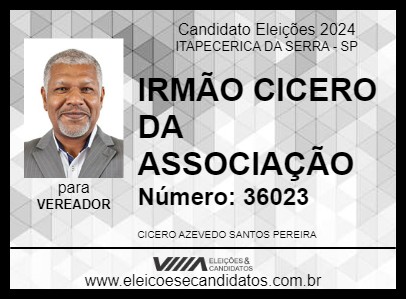 Candidato IRMÃO CICERO DA ASSOCIAÇÃO 2024 - ITAPECERICA DA SERRA - Eleições