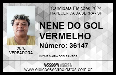 Candidato NENE DO GOL VERMELHO 2024 - ITAPECERICA DA SERRA - Eleições