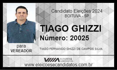 Candidato TIAGO GHIZZI 2024 - BOITUVA - Eleições