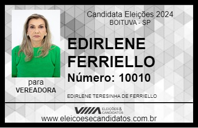 Candidato EDIRLENE FERRIELLO 2024 - BOITUVA - Eleições