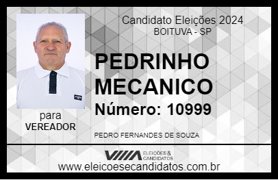 Candidato PEDRINHO MECANICO 2024 - BOITUVA - Eleições