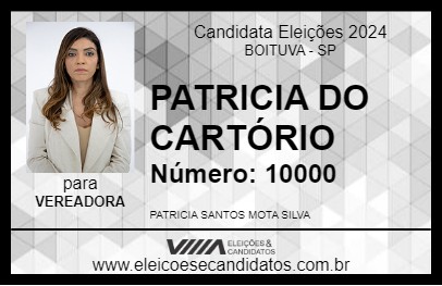 Candidato PATRICIA DO CARTÓRIO 2024 - BOITUVA - Eleições