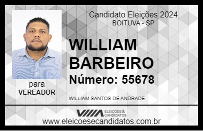 Candidato WILLIAM BARBEIRO 2024 - BOITUVA - Eleições