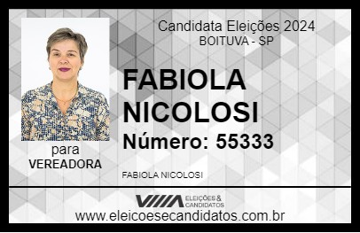 Candidato FABIOLA NICOLOSI 2024 - BOITUVA - Eleições